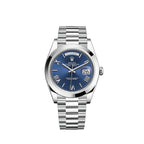 Blue Roman Day-Date 40mm White Gold Mens Watch