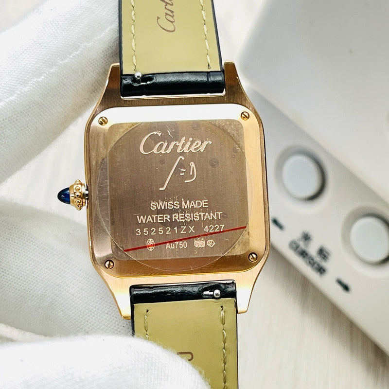 Santos-Dumont Automatic 31.4mm Large Pink Gold & Alligator Watch