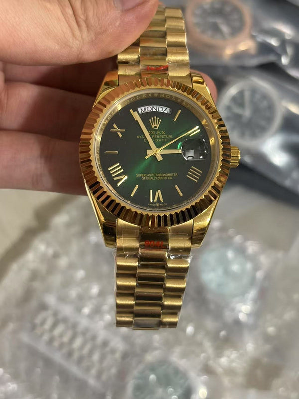 25mm 18K Yellow Gold with Green Dial Watch
