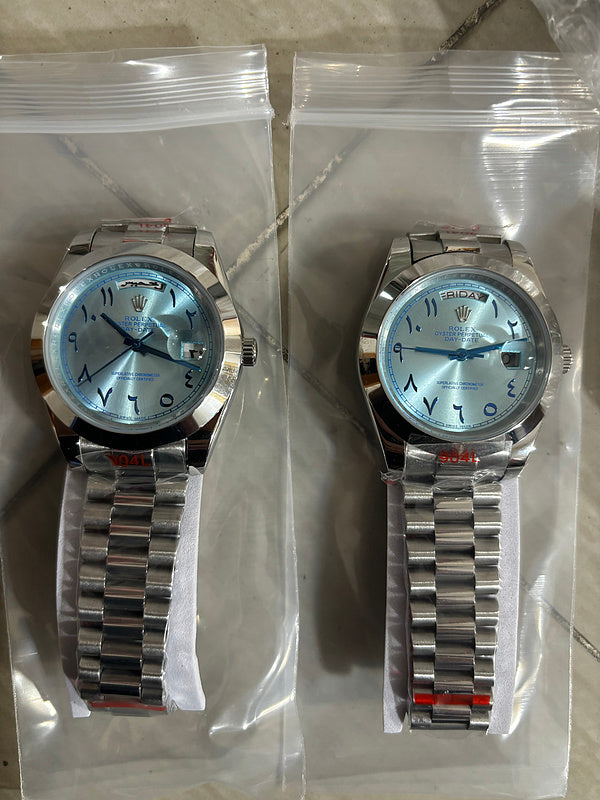 Men's Silver Dial Arabic Numeral Watch