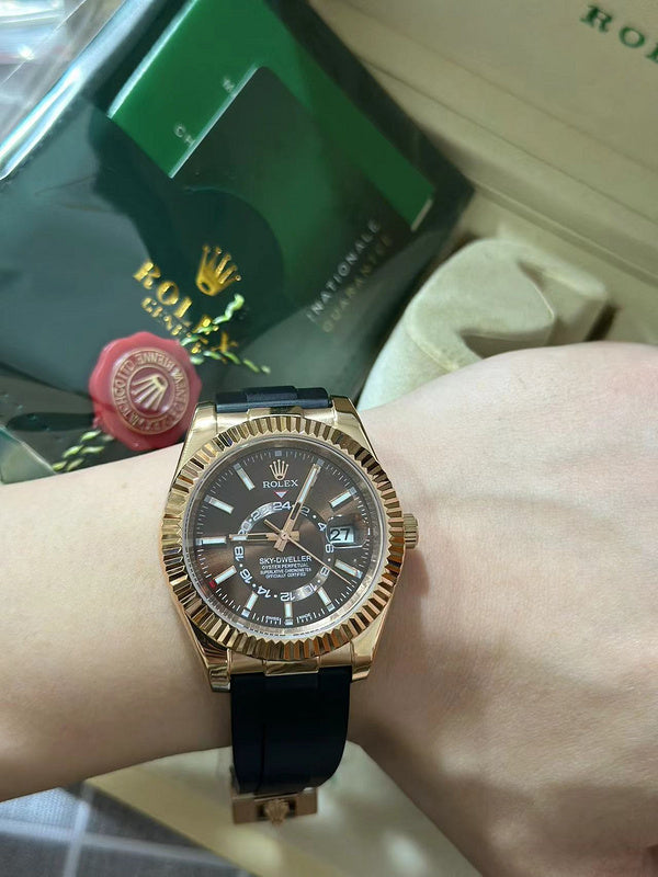 Sky-Dweller Chocolate Dial With 18K Everose Gold Case Watch