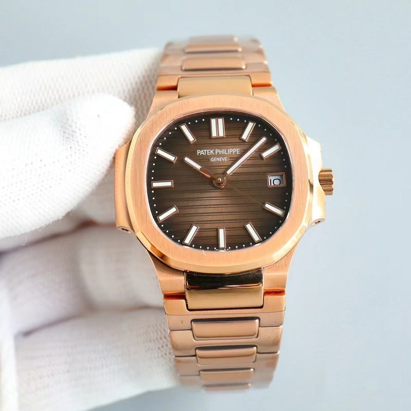 Rose Gold Bracelet & Brown Sunburst Dial Watch