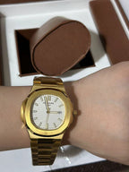 Gold White Automatic Luxury Sports Watch