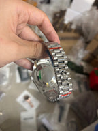 40 President Platinum Ice Blue Diagonal Watch