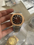 Two-Tone Rose Gold & Silver Luxury Nautilus-Style Watch