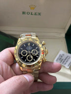 Cosmograph Daytona Yellow Gold With Black Dial and Oyster Bracelet Watch