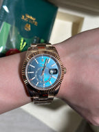 Blue-Green Dial Everose Gold Jubilee Watch