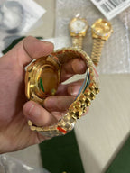 Yellow Gold Factory Diamond Bezel & Sapphire Pearl Diamond Dial Watch