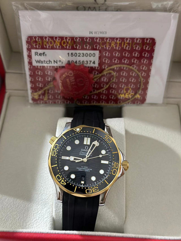 300M 42MM Black Dial Rubber Strap Watch