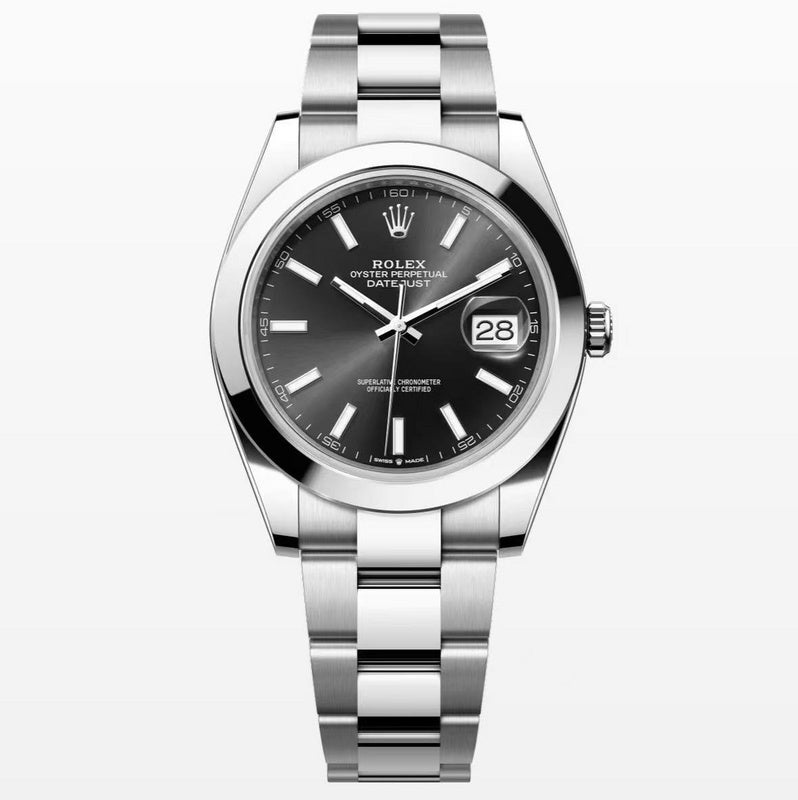 34 Black Dial Smooth Bezel Stainless Steel Oyster Bracelet Watch