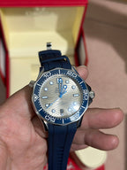 Grey Wave Dial & Blue Ceramic Bezel & Strap Watch