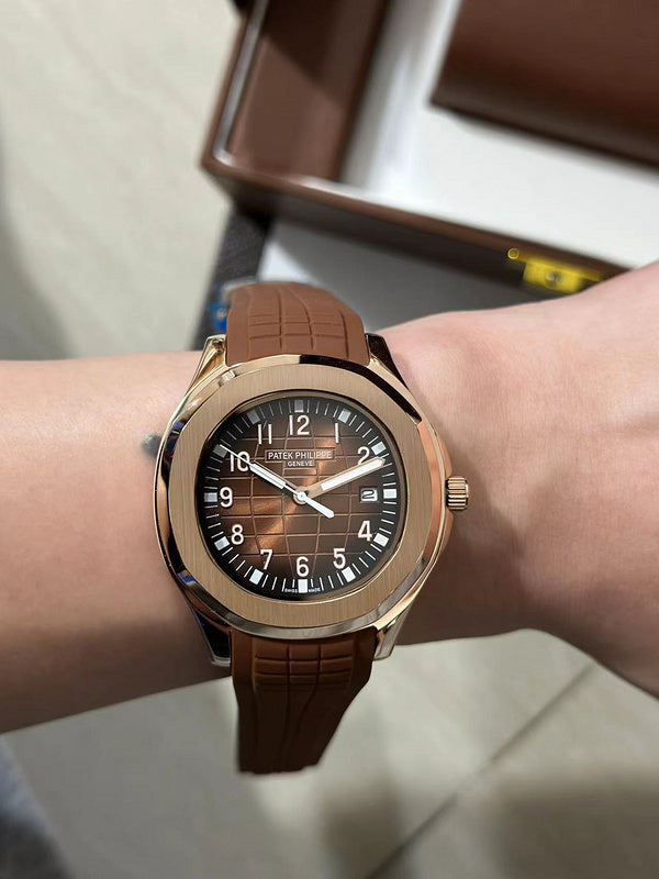 'Travel Time' Rose Gold Brown Dial Watch