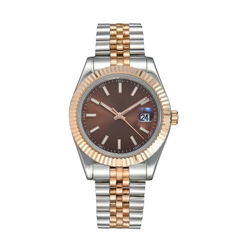 Two-tone Stainless Steel Black Dial Quartz Watch for Gents