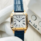 Santos-Dumont Extra-Large Yellow Gold Leather Strap Watch