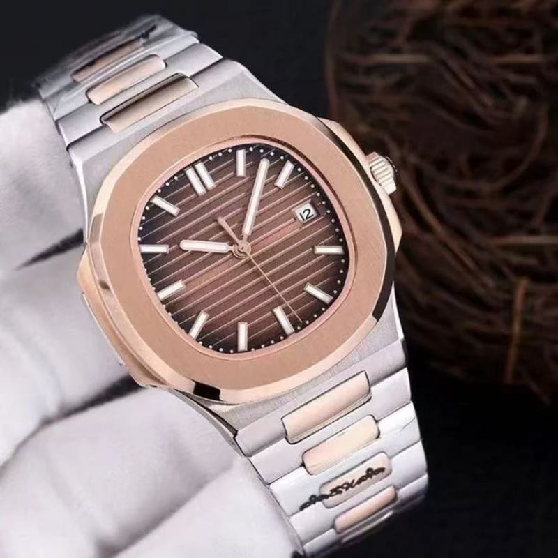 Two-Tone Rose Gold & Silver Luxury Nautilus-Style Watch