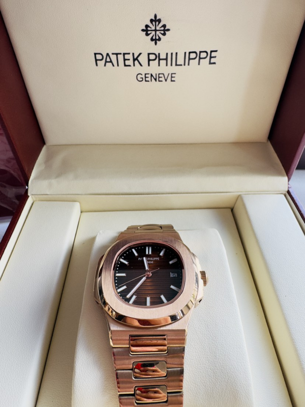 Rose Gold Bracelet & Brown Sunburst Dial Watch