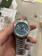 Platinum With Diamond Set Bezel & ice Blue Dial Watch