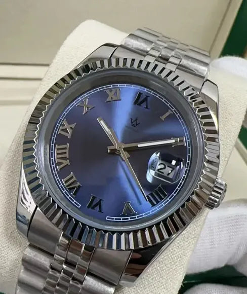39mm Blue Sunburst Dial with Roman Numerals Watch