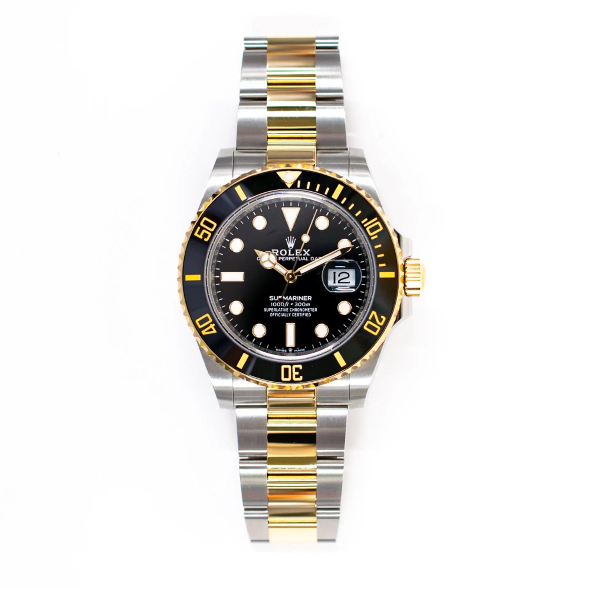 Stainless Steel and 18k Yellow Gold Submariner Date Black Dial Watch