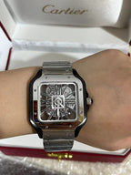 Large Skeleton Steel & Black Watch