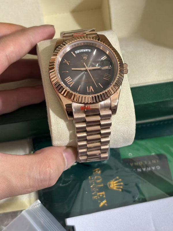 24 Everose Gold with Fluted Bezel Watch