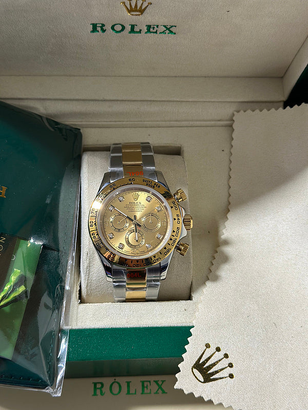 Cosmograph Daytona 40mm Stainless Steel Case With Yellow Gold Bezel Watch
