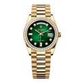 Oyster yellow gold & Green Diamond Dial Set Watch