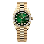 Oyster yellow gold & Green Diamond Dial Set Watch