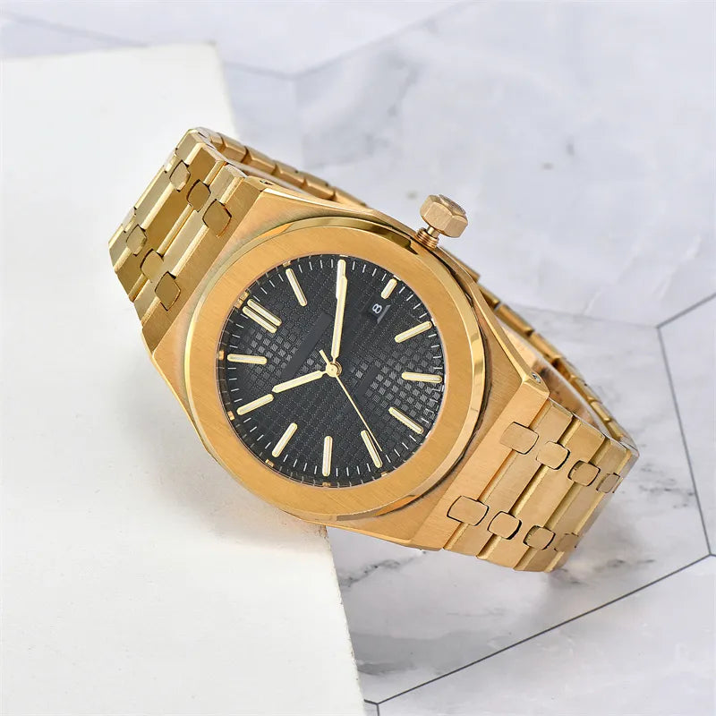 Men’s Royal Oak Metal Wristwatch – Gold-Toned Elegance with Functional Design
