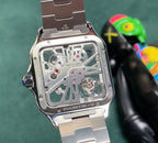 Stainless Steel Case & Green Skeleton Dial Watch