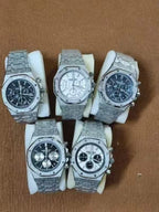 Royal Oak 37mm in White Gold Frosted on White Gold Frosted Bracelet with Black Grande Tapisserie Dial