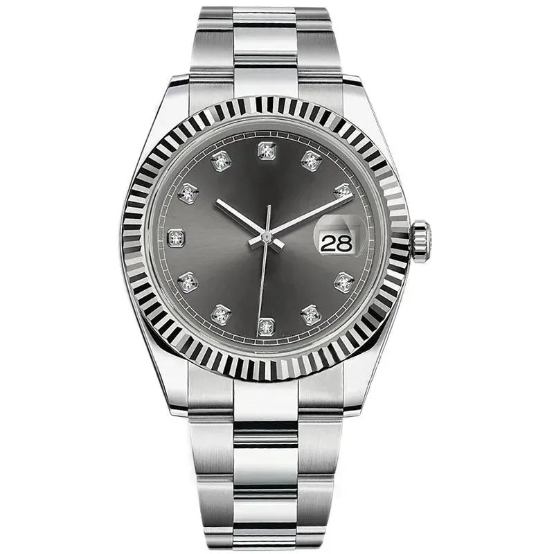 41 Dark Rhodium Dial with Diamond Hour & White Gold Fluted Bezel Watch