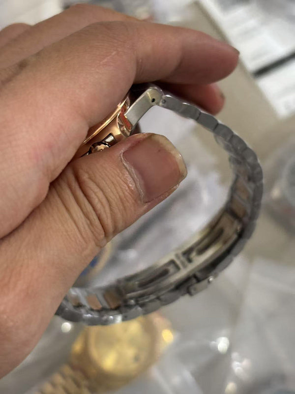 Two-Tone Rose Gold & Silver Luxury Nautilus-Style Watch