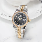 Quartz Two-Tone Silver Gold Stainless Steel Band Watch