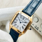 Santos-Dumont Extra-Large Yellow Gold Leather Strap Watch