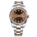41mm Two-Tone Stainless Steel & Rose Gold Fluted Bezel Luxury Date Watch