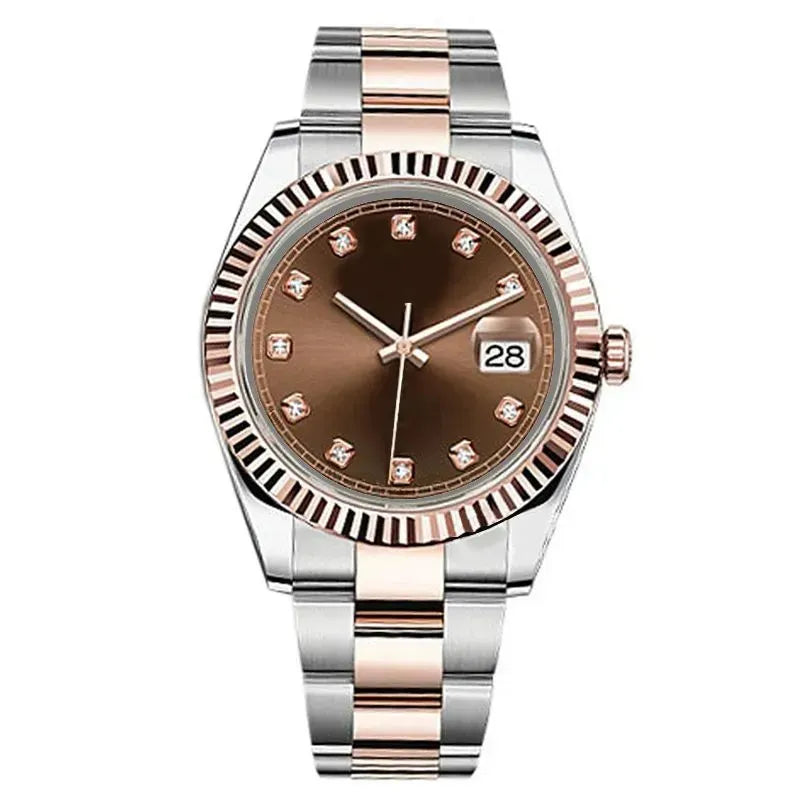 41mm Two-Tone Stainless Steel & Rose Gold Fluted Bezel Luxury Date Watch