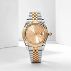 Two-Tone Stainless Steel &  Gold Bracelet Luxury Date Watch