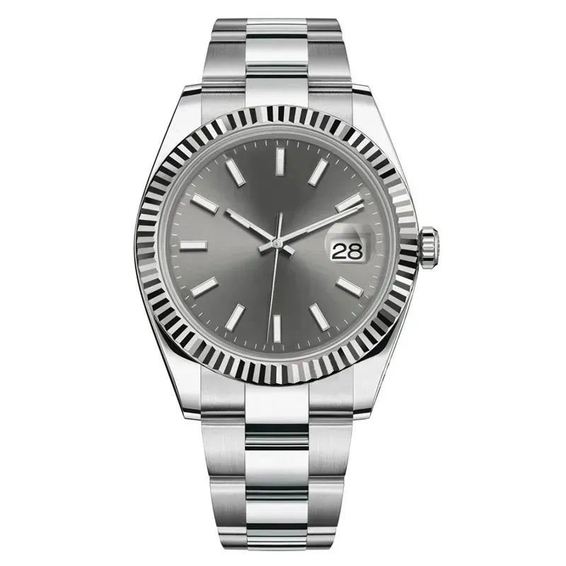 41mm Stainless Steel Slate Dial Luxury Date Watch