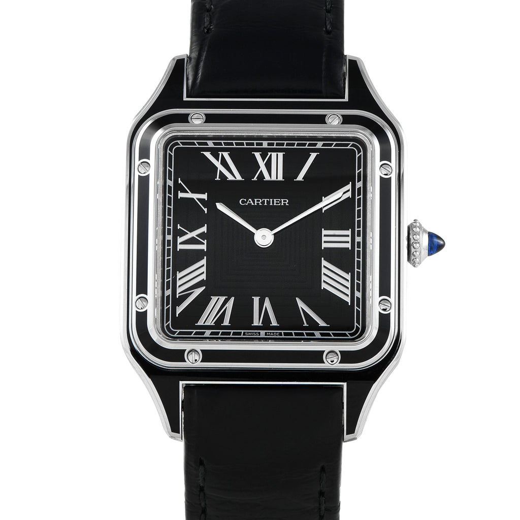 Santos Dumont Black Roman Numeral Dial Watch