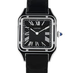 Santos Dumont Black Roman Numeral Dial Watch