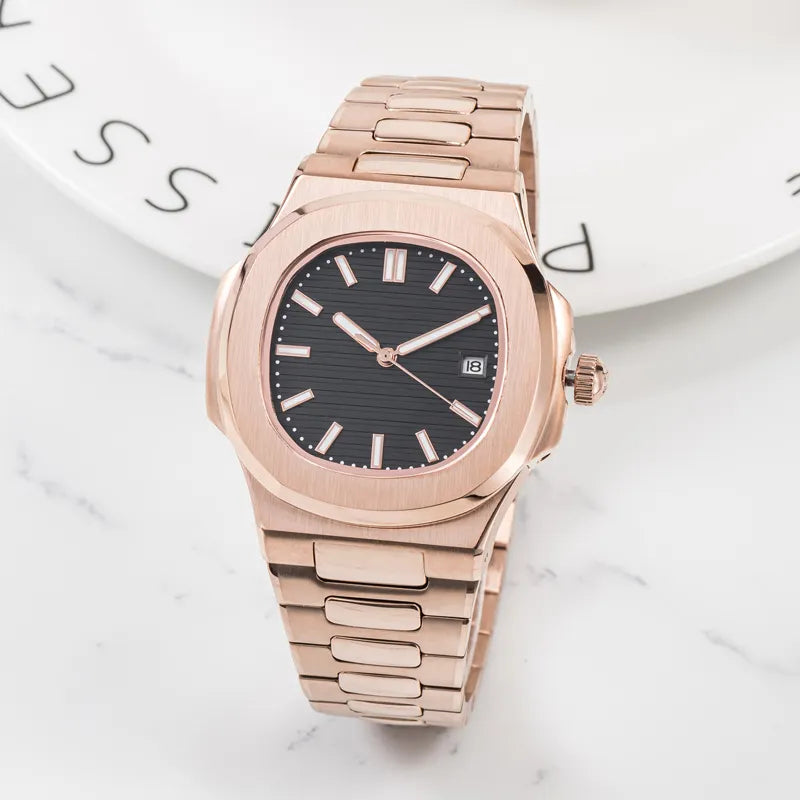 Nautilus Rose Gold Stainless Steel Quartz Watch