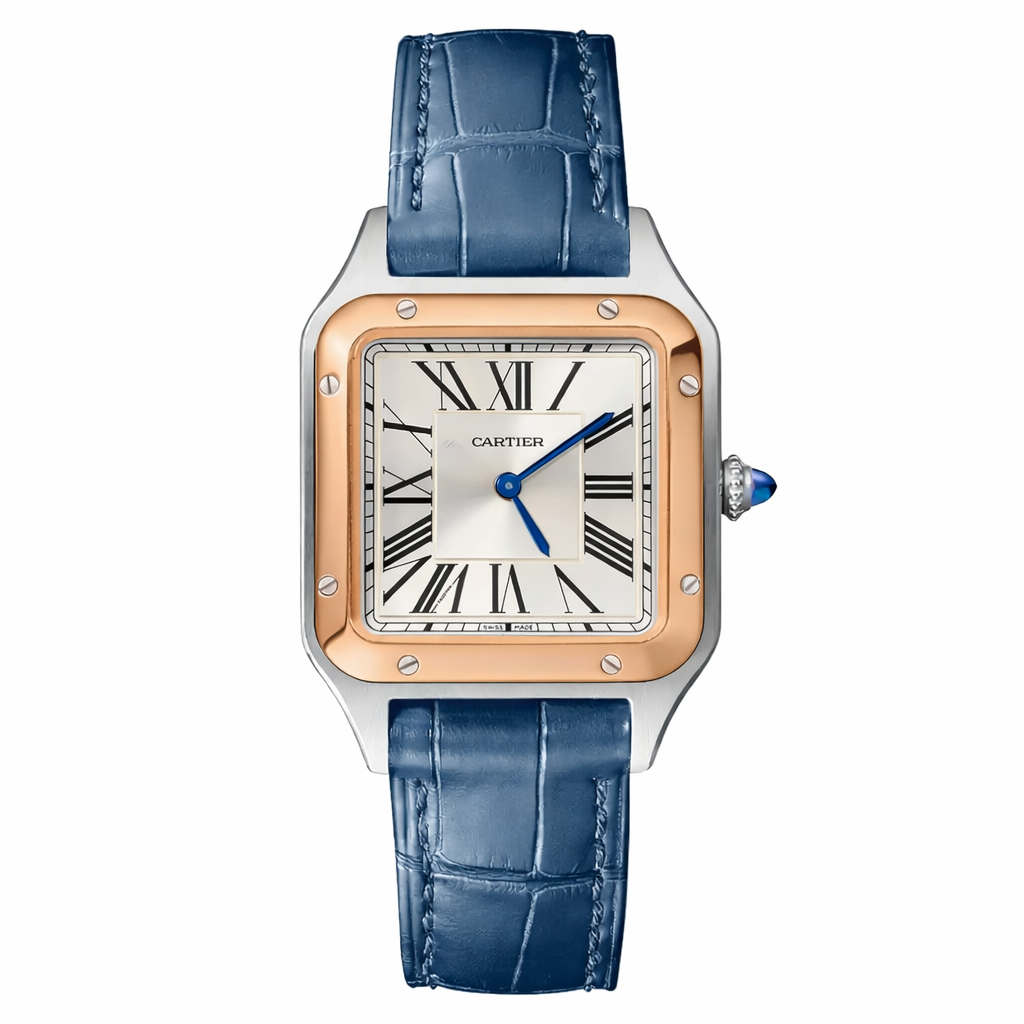 Santos-Dumont steel case and 18K rose gold bezel Watch