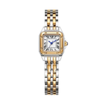 Vintage Stainless Steel and Yellow Gold Plated Quartz Square Watch