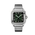 Square Luxury Stainless Steel Watch with Green Dial