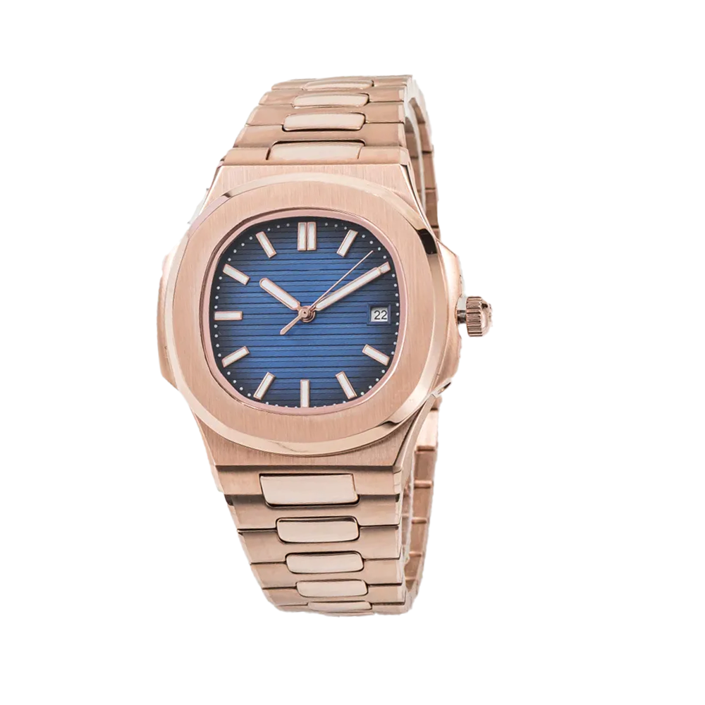 Rose Gold Wrist Nautilus-Style Quartz Watch