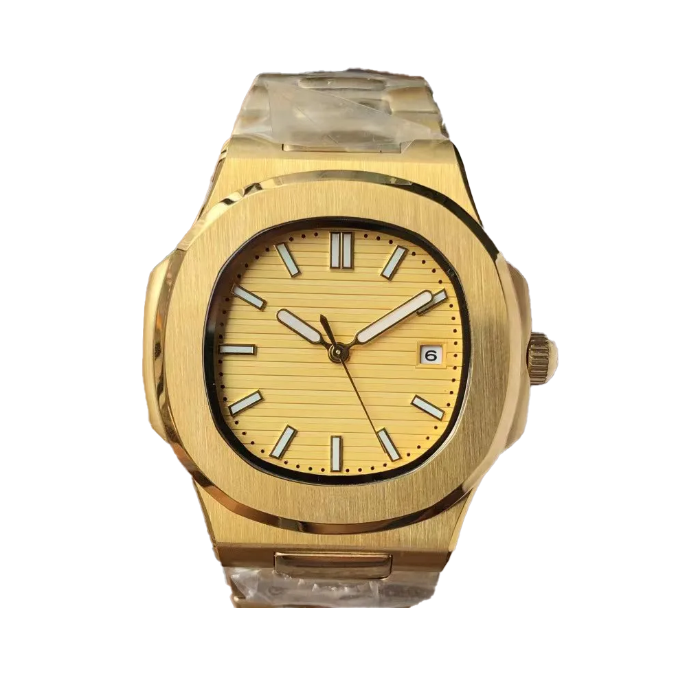 Golden Stainless Steel Case Nautilus Style Watch