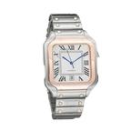 Square Luxury Two-Tone Stainless Steel & Rose Gold Watch – Exposed Screw Design, Roman Numerals