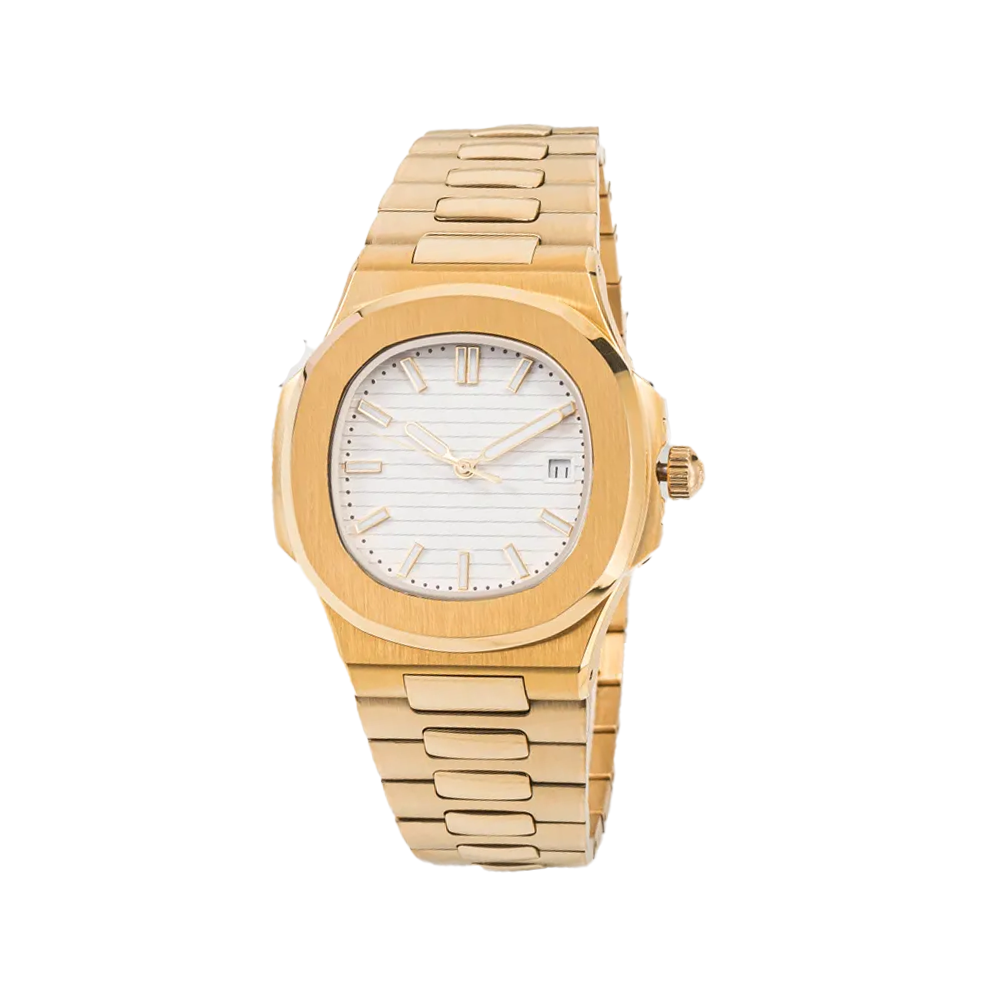 Nautilus Series Gold Finish with White Dial Wrist Watch