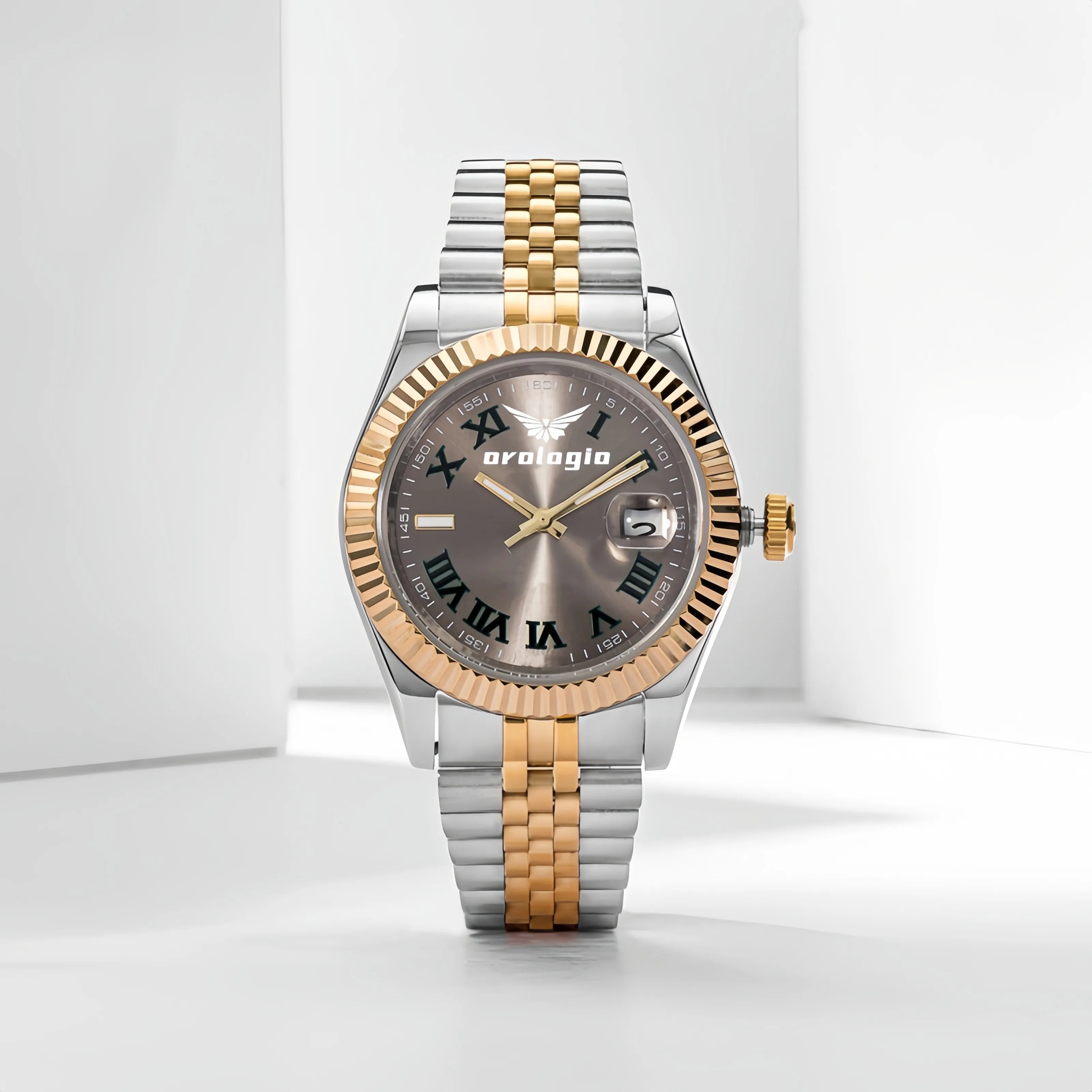 Elegant Metallic Gray &amp; Gold Aesthetic Luxury Wristwatch